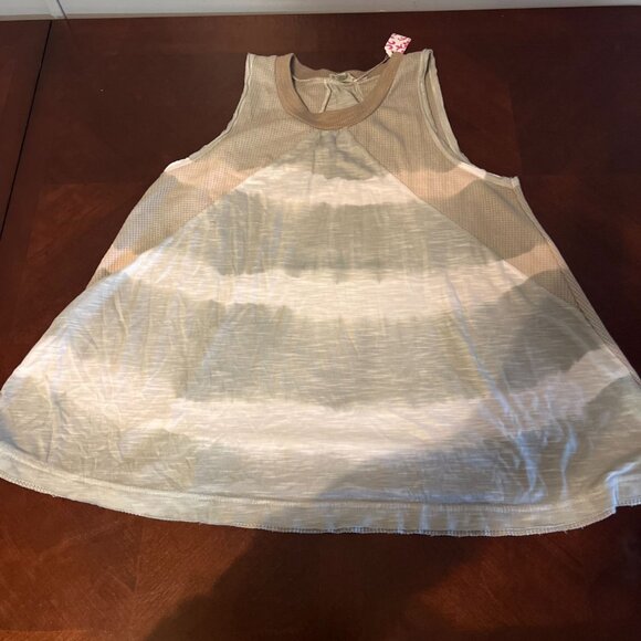 Pol Tie-Dye Sleeveless tank Top taupe gray waffle - Picture 4 of 6